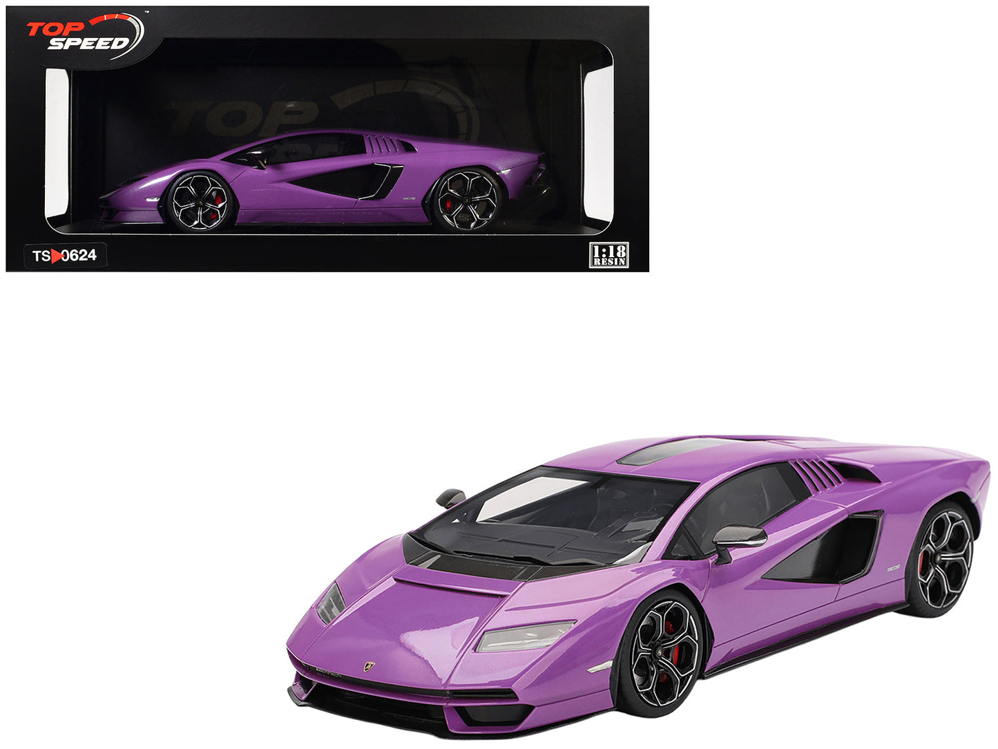 Lamborghini Countach LPI 800-4 Viola 30th Purple Metallic 1/18 Model Car