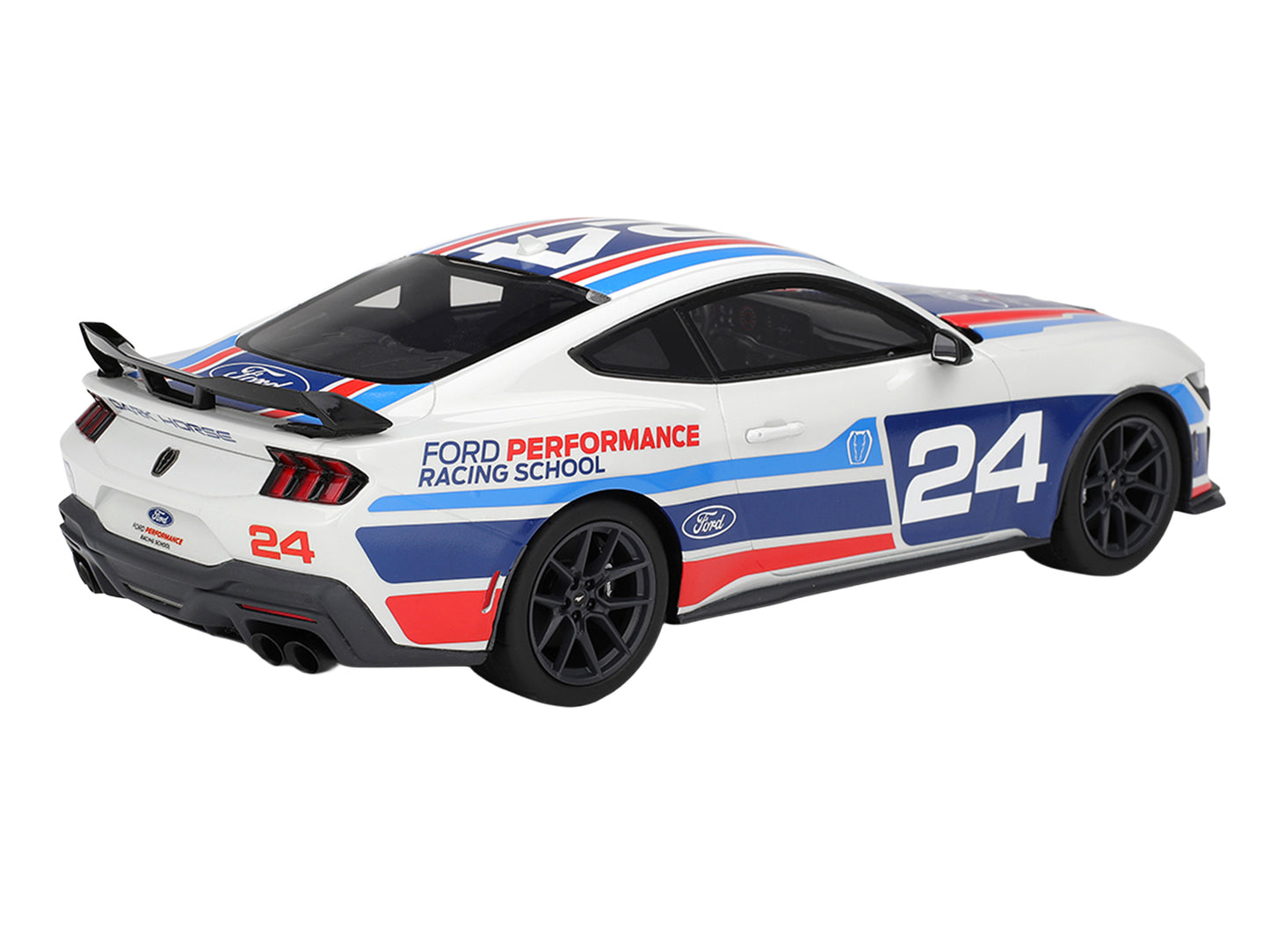 Ford Mustang Dark Horse #24 "Ford Performance Racing School" White with Graphics 1/18 Model Car