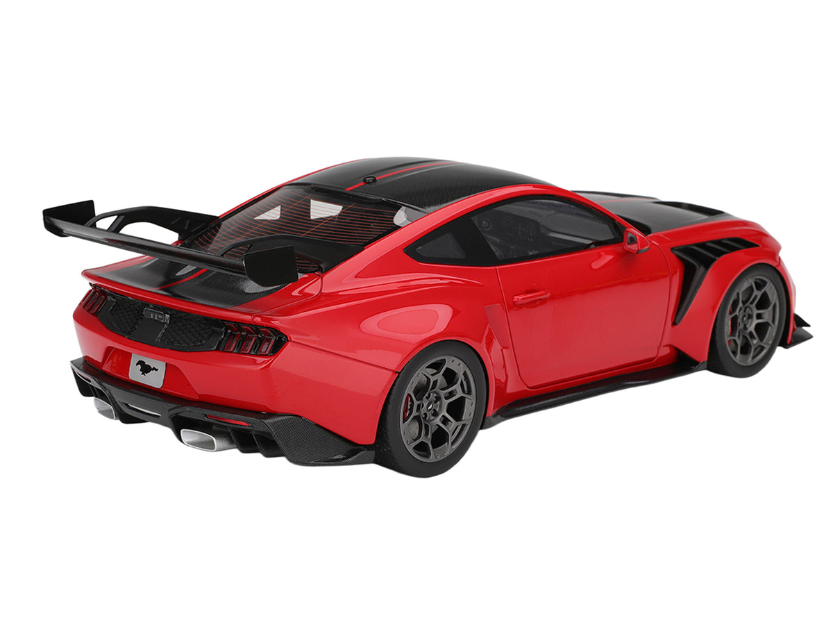 Ford Mustang GTD Race Red and Carbon Fiber with Red Stripe 1/18 Model Car