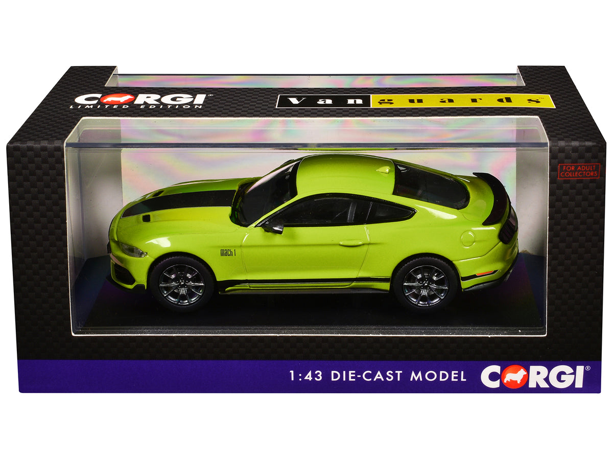 Ford Mustang Mk6 Mach 1 RHD (Right Hand Drive) Grabber Yellow with Black Stripes "Vanguards" Series 1/43 Diecast Model Car