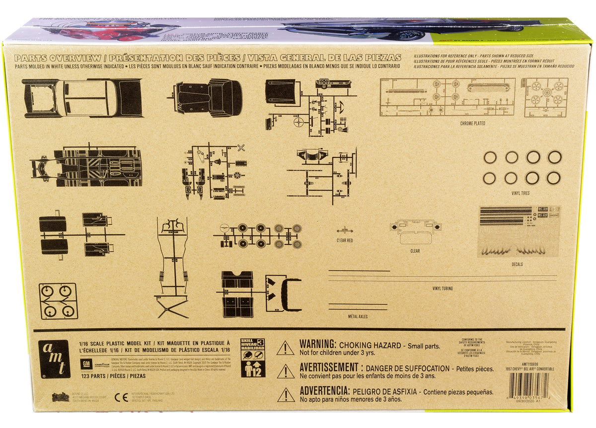 Skill 3 Model Kit 1957 Chevrolet Bel Air Convertible 2-in-1 Kit 1/16 Scale Model