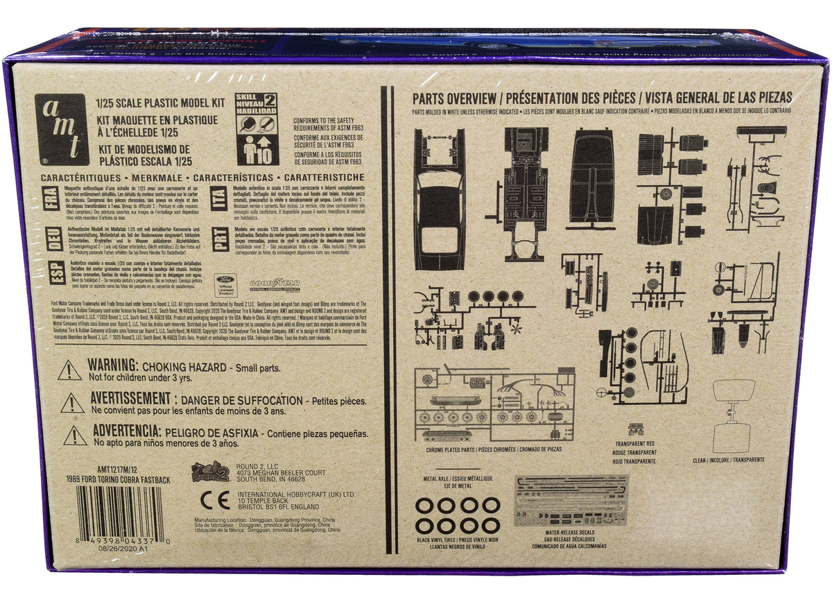 Skill 2 Model Kit 1969 Ford Torino Cobra Fastback 3-in-1 Kit 1/25 Scale Model