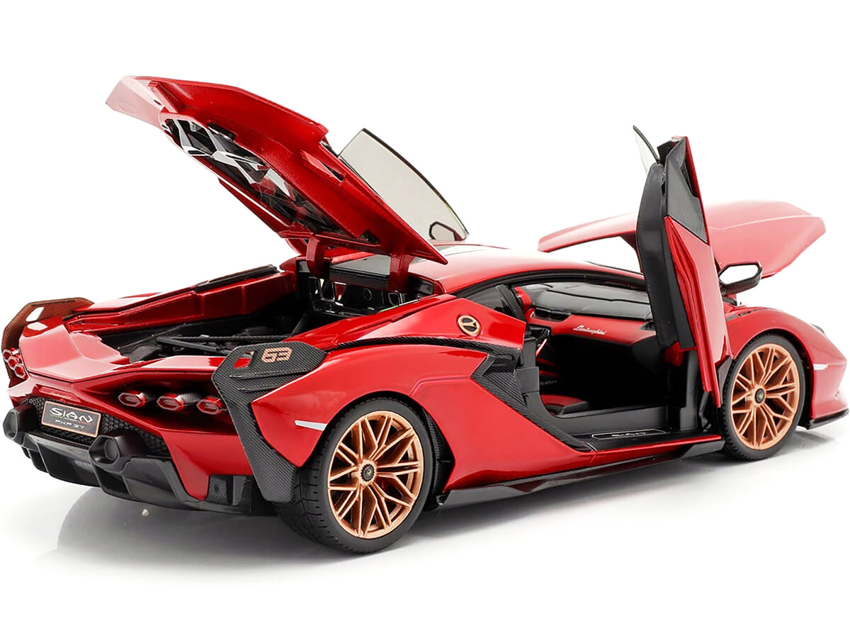Lamborghini Sian FKP 37 Red with Copper Wheels 1/18 Diecast Model Car