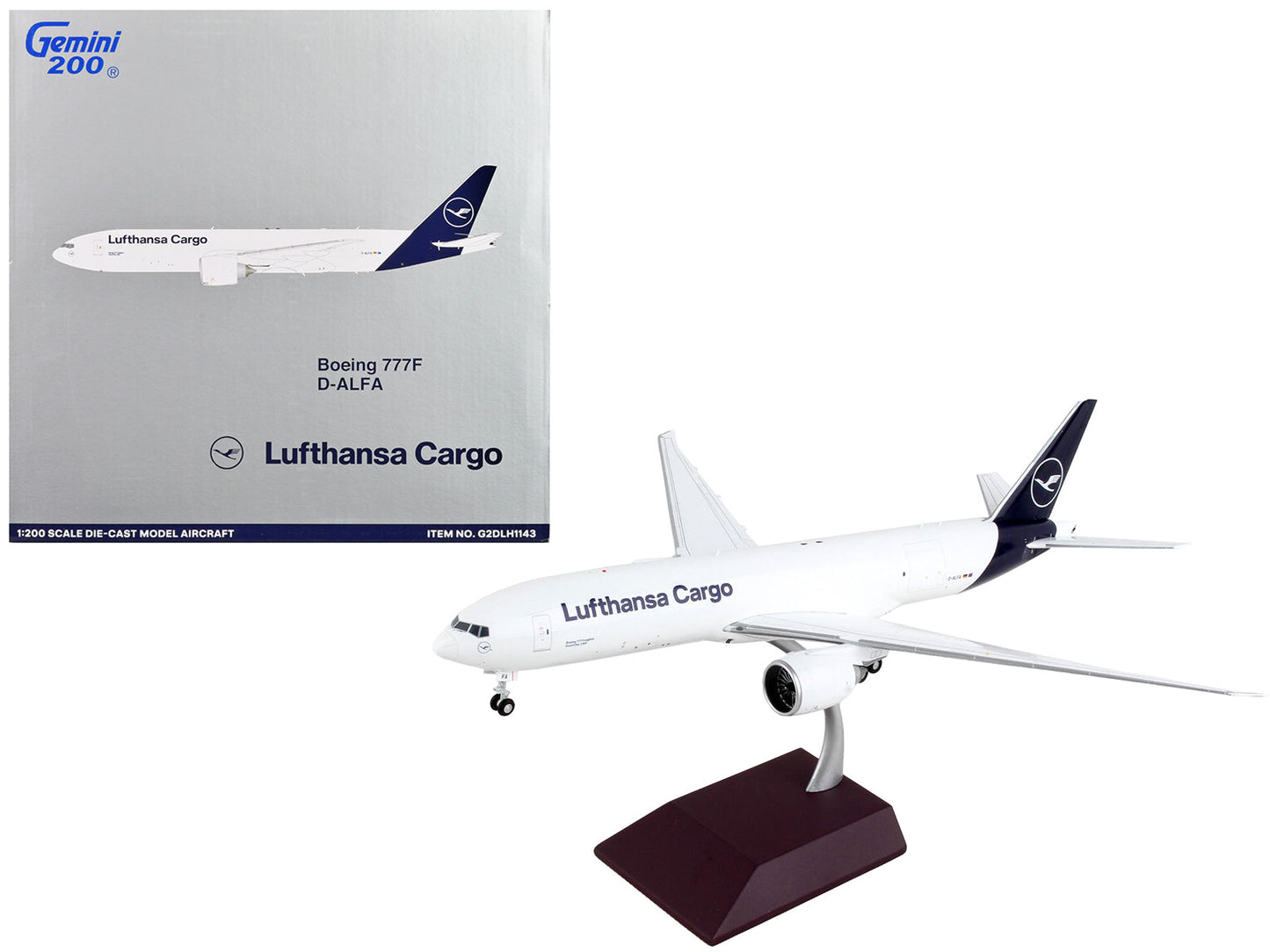 Boeing 777F Commercial Aircraft "Lufthansa Cargo" White with Blue Tail "Gemini 200" Series 1/200 Diecast Model Airplane