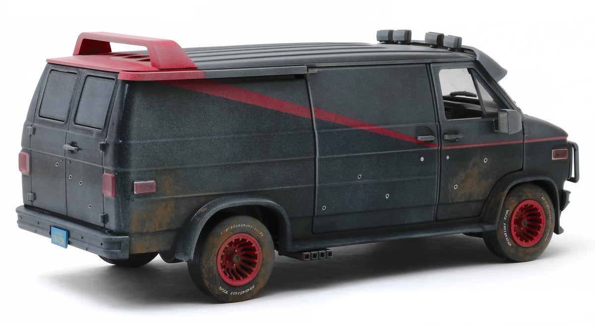 1983 GMC Vandura Black Weathered Version with Bullet Holes "The A-Team" (1983-1987) TV Series 1/18 Diecast Model Car