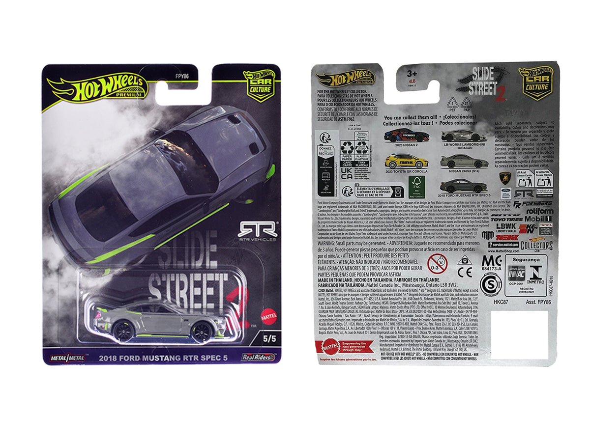 2018 Ford Mustang RTR Spec 5 Gray "Slide Street 2" Series Diecast Model Car