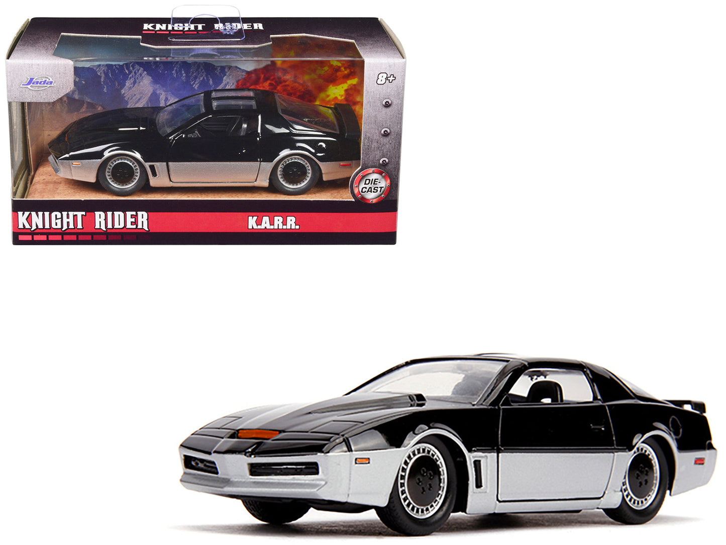K.A.R.R. Black and Silver "Knight Rider" (1982) TV Series "Hollywood Rides" Series 1/32 Diecast Model Car