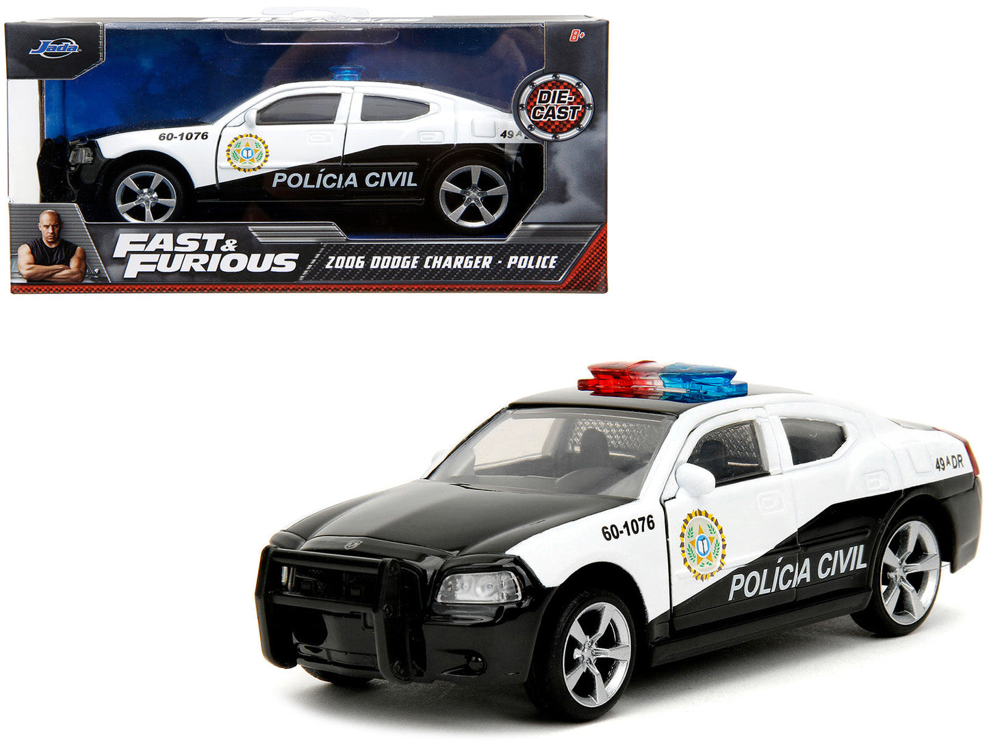 2006 Dodge Charger Police Black and White "Policia Civil" "Fast & Furious" Series 1/32 Diecast Model Car