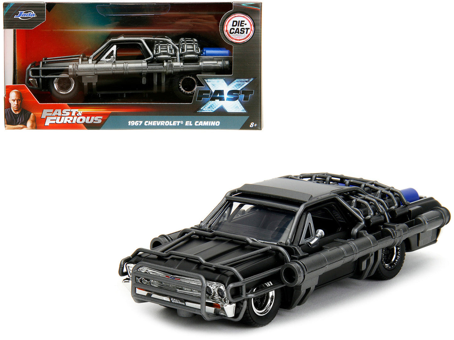 1967 Chevrolet El Camino with Cannons Matt Black "Fast X" (2023) Movie "Fast & Furious" Series 1/32 Diecast Model Car