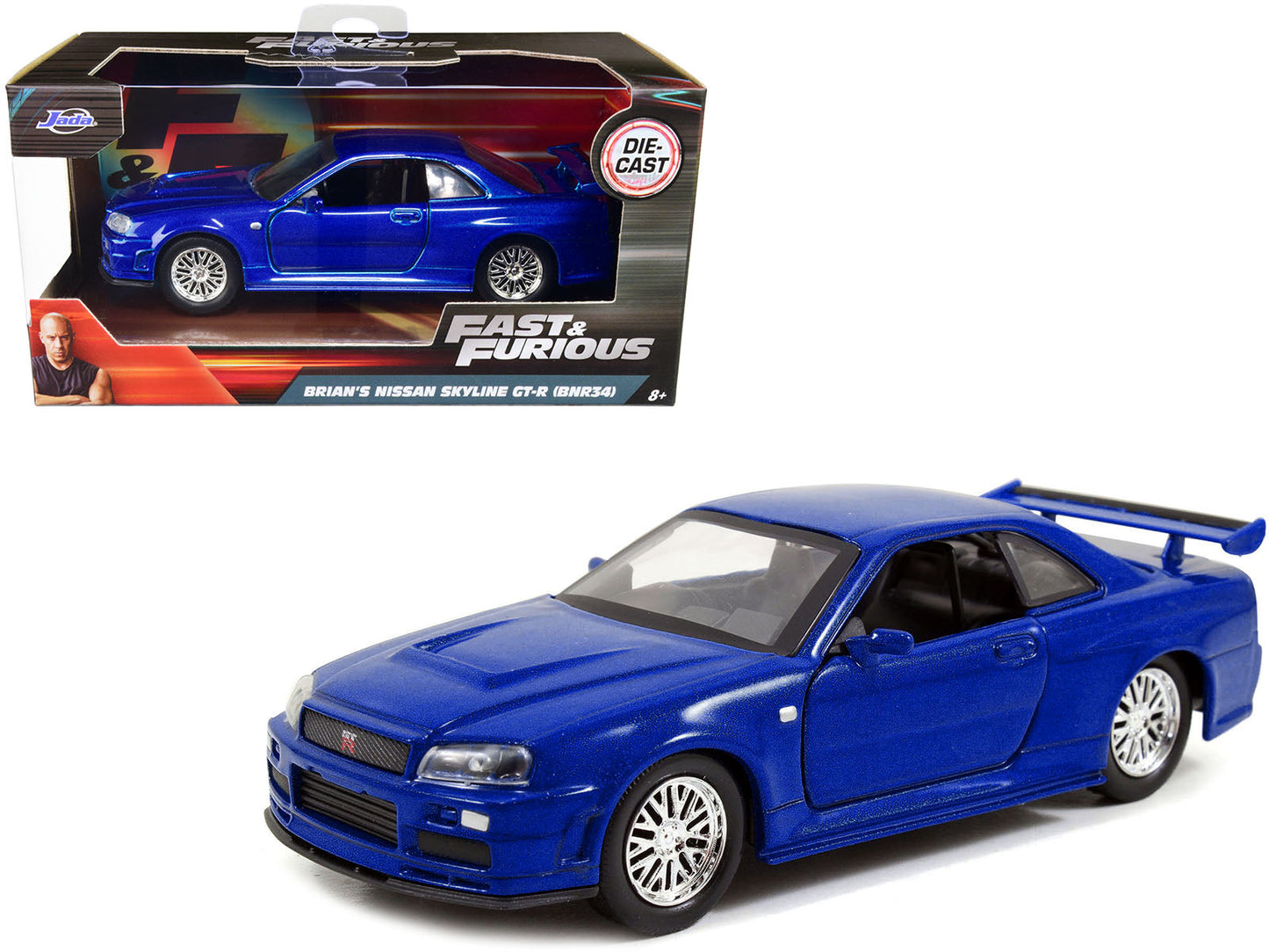 Brian's Nissan Skyline GT-R R34 Blue "Fast & Furious" Movie 1/32 Diecast Car Model