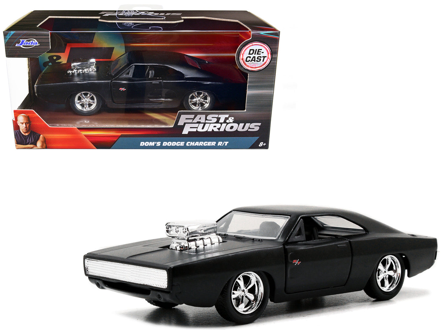 Dom's Dodge Charger R/T Matt Black "Fast & Furious" Movie 1/32 Diecast Model Car
