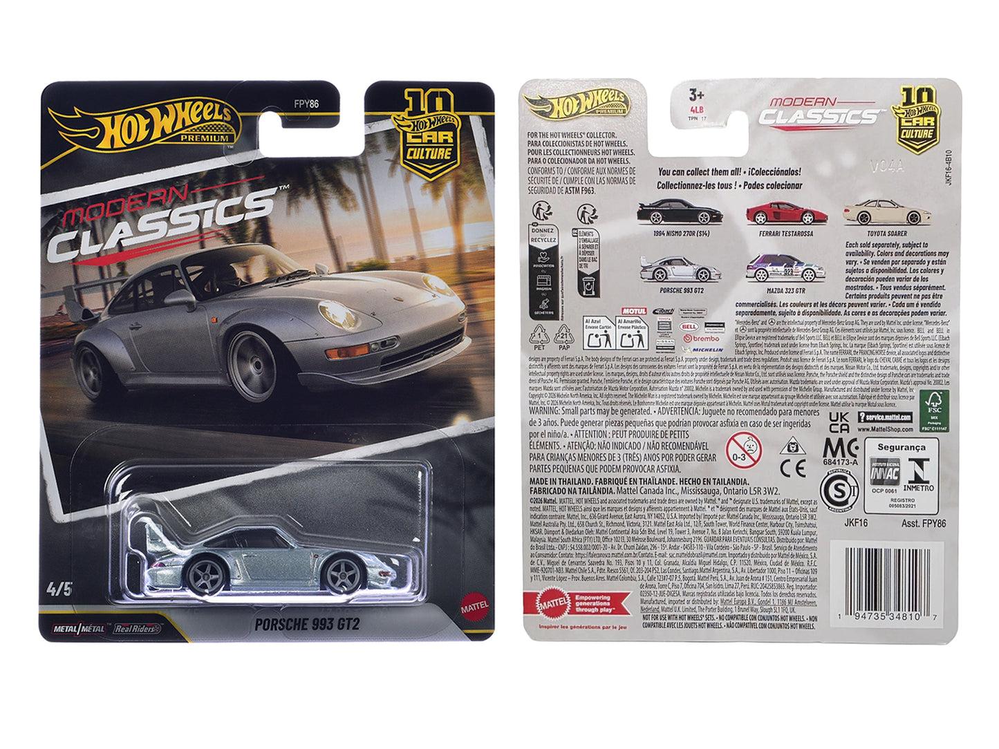 Porsche 993 GT2 Gray Metallic "Modern Classics" Series Diecast Model Car