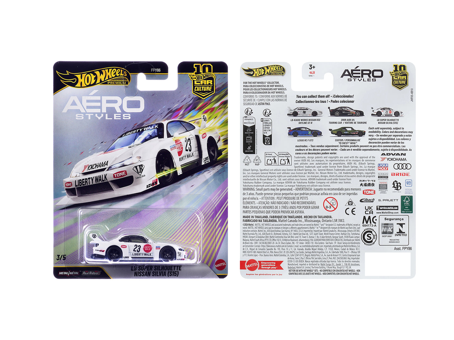 Nissan Silvia (S15) LB Super Silhouette RHD (Right Hand Drive) #23 White with Graphics "Aero Styles" Series Diecast Model Car