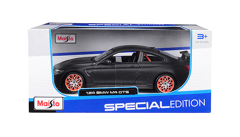 BMW M4 GTS Gray with Carbon Top and Orange Wheels 1/24 Diecast Model Car