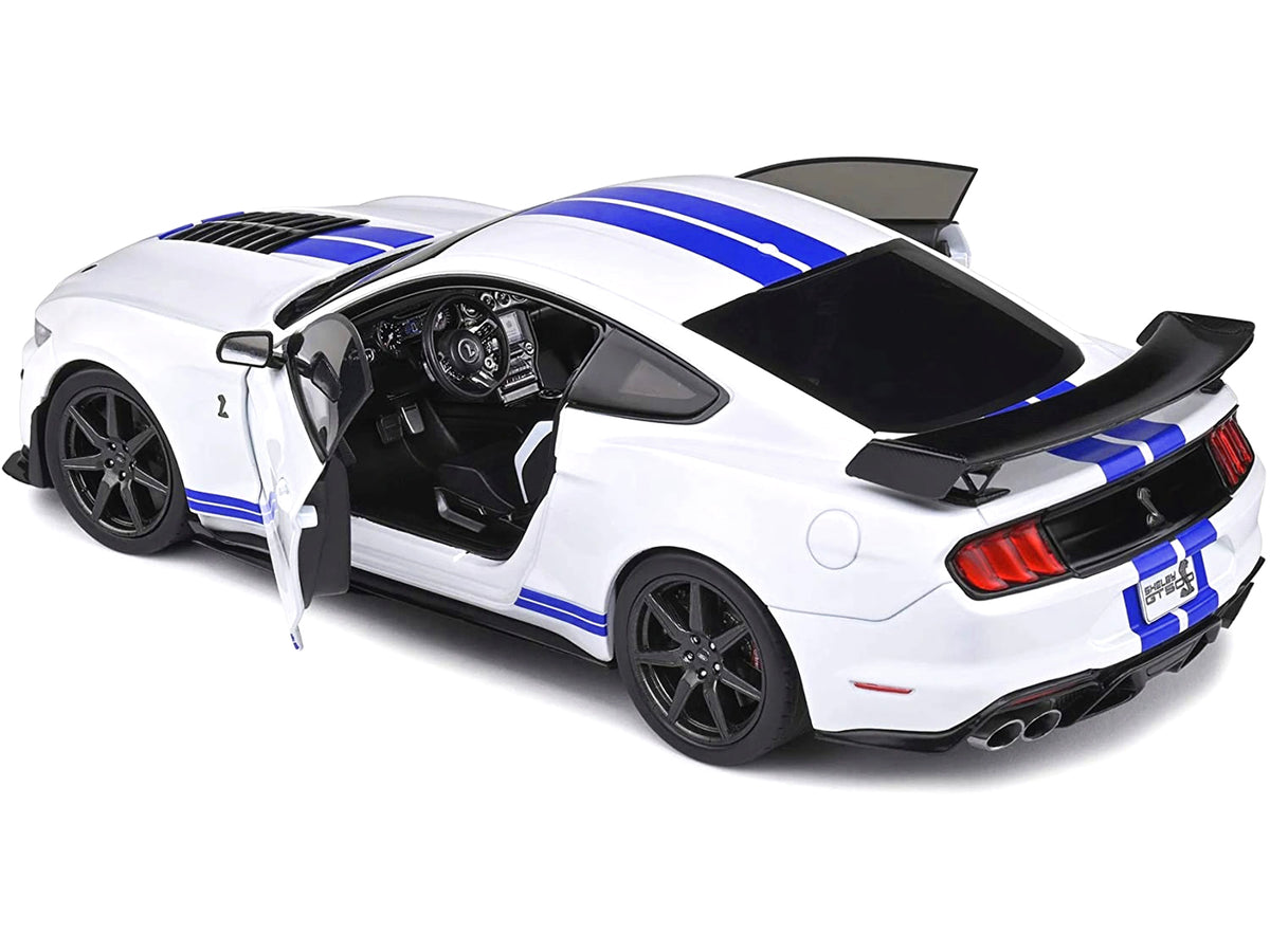 2020 Ford Mustang Shelby GT500 White with Blue Stripes "Special Edition" 1/18 Diecast Model Car