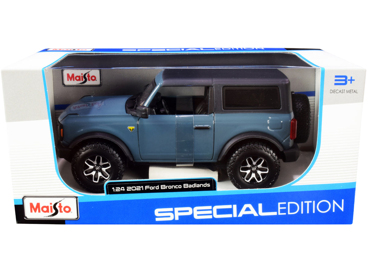 2021 Ford Bronco Badlands Blue with Black Top "Special Edition" 1/24 Diecast Model Car