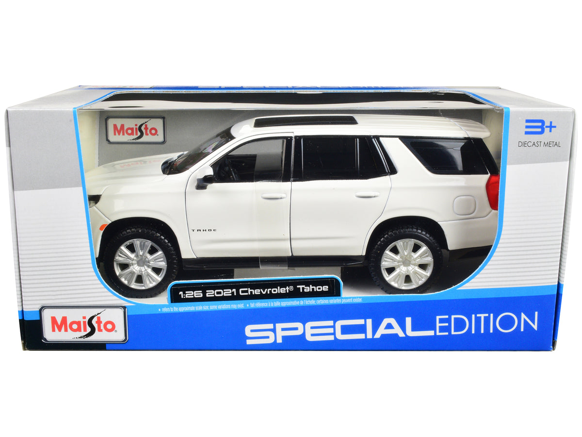 2021 Chevrolet Tahoe White with Sunroof "Special Edition" 1/26 Diecast Model Car