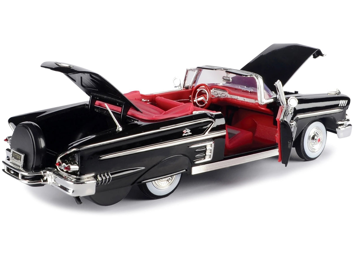 1958 Chevrolet Impala Convertible Black with Red Interior "Timeless Classics" 1/18 Diecast Model Car