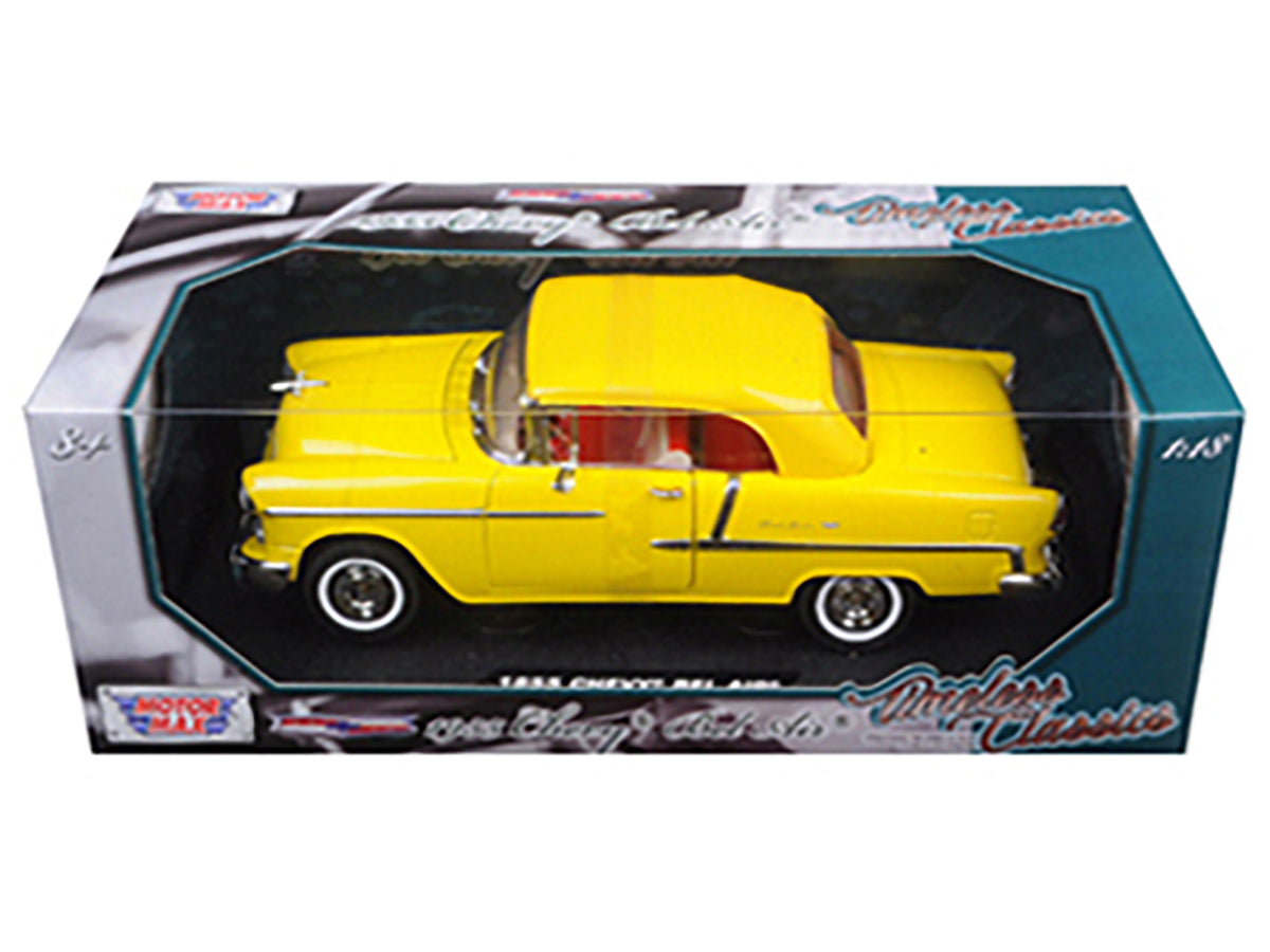 1955 Chevrolet Bel Air Convertible Soft Top Yellow "Timeless Classics" 1/18 Diecast Model Car