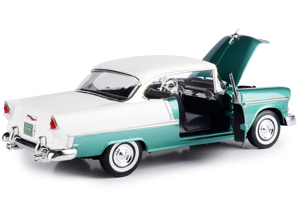 1955 Chevrolet Bel Air Hard Top Green Metallic and White 1/18 Diecast Model Car