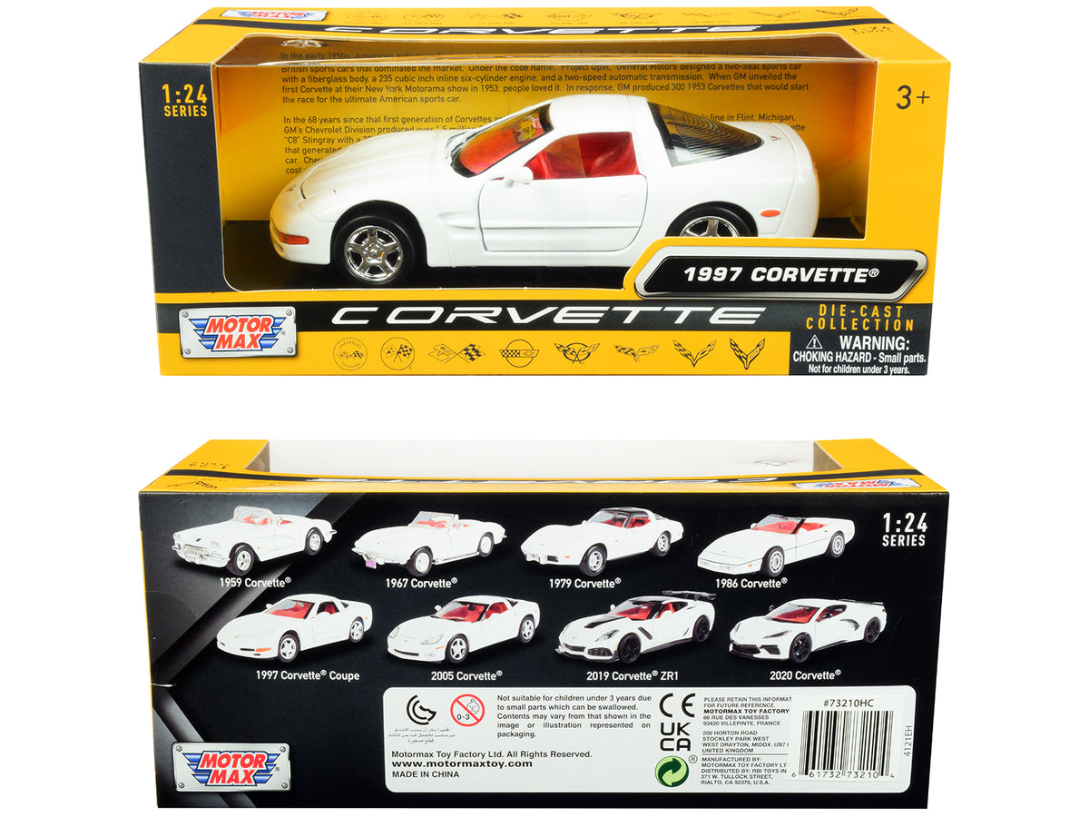 1997 Chevrolet Corvette C5 Coupe White with Red Interior "History of Corvette" Series 1/24 Diecast Model Car