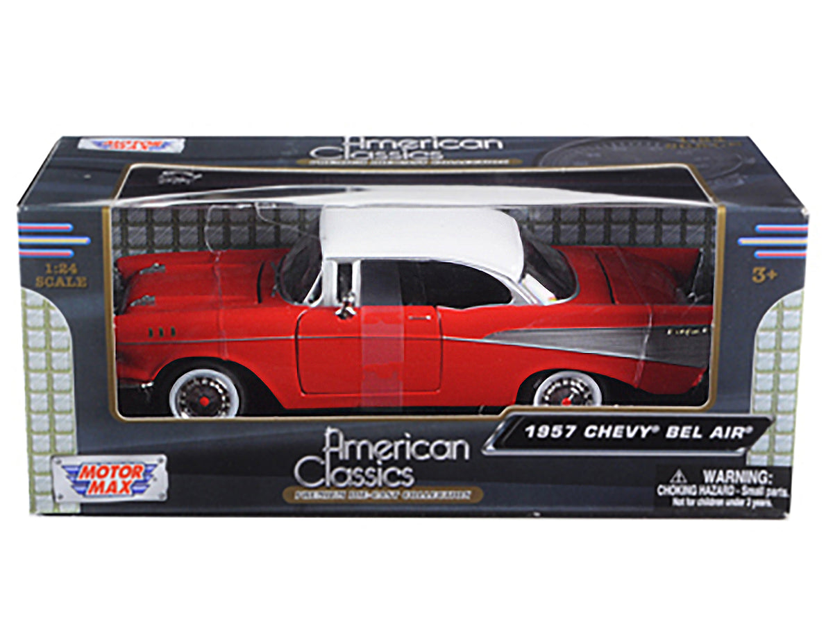 1957 Chevrolet Bel Air Red with White Top 1/24 Diecast Model Car