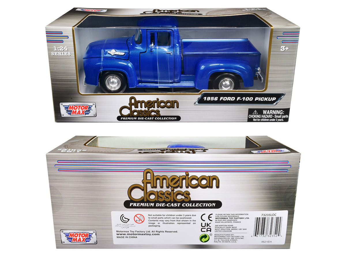 1956 Ford F-100 Pickup Truck Blue Metallic "American Classics" Series 1/24 Diecast Model Car