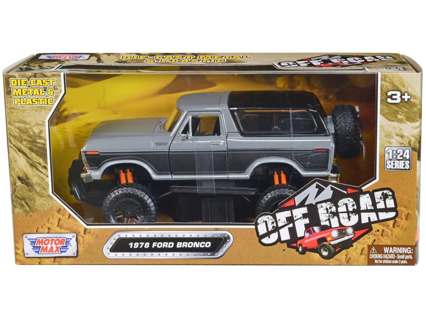 1978 Ford Bronco Custom Gray and Black "Off Road" Series 1/24 Diecast Model Car