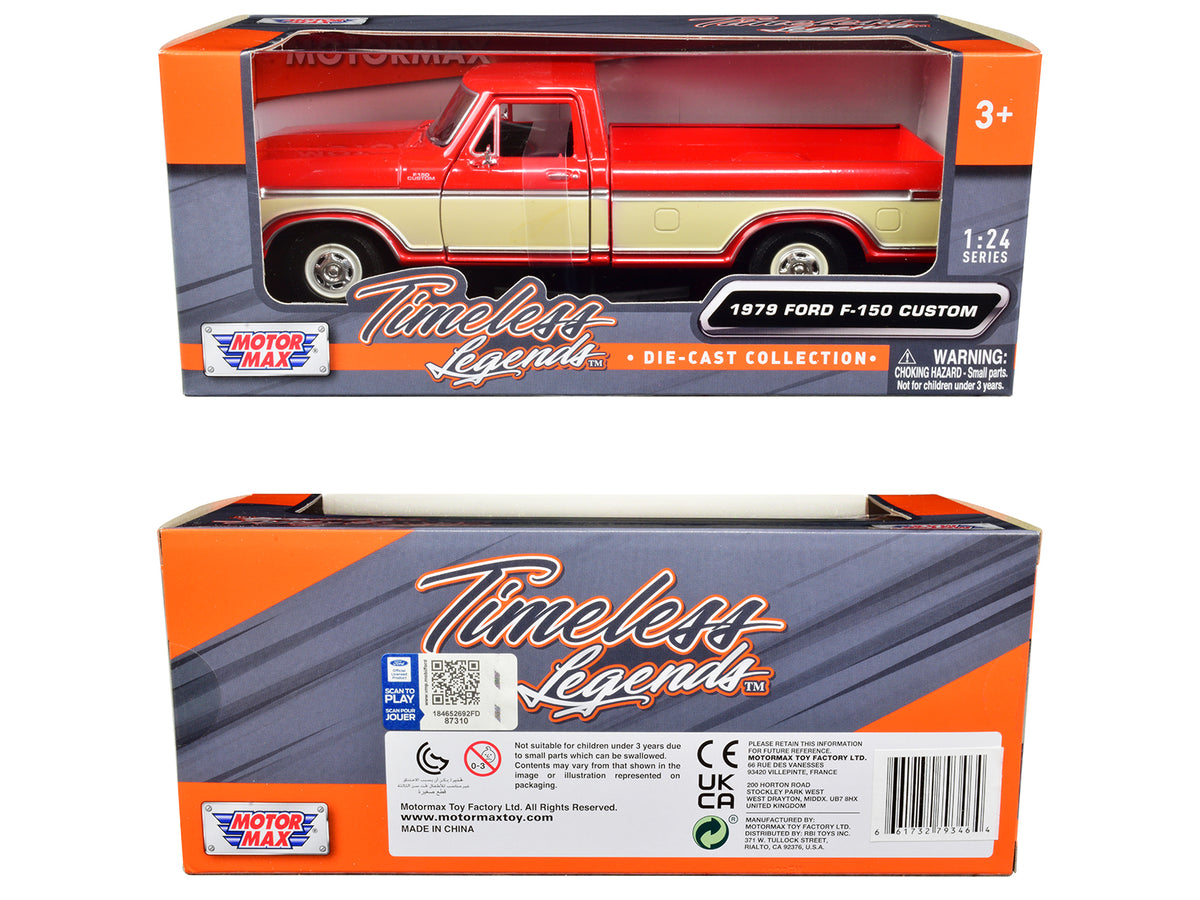1979 Ford F-150 Pickup Truck Red and Cream 1/24 Diecast Model Car