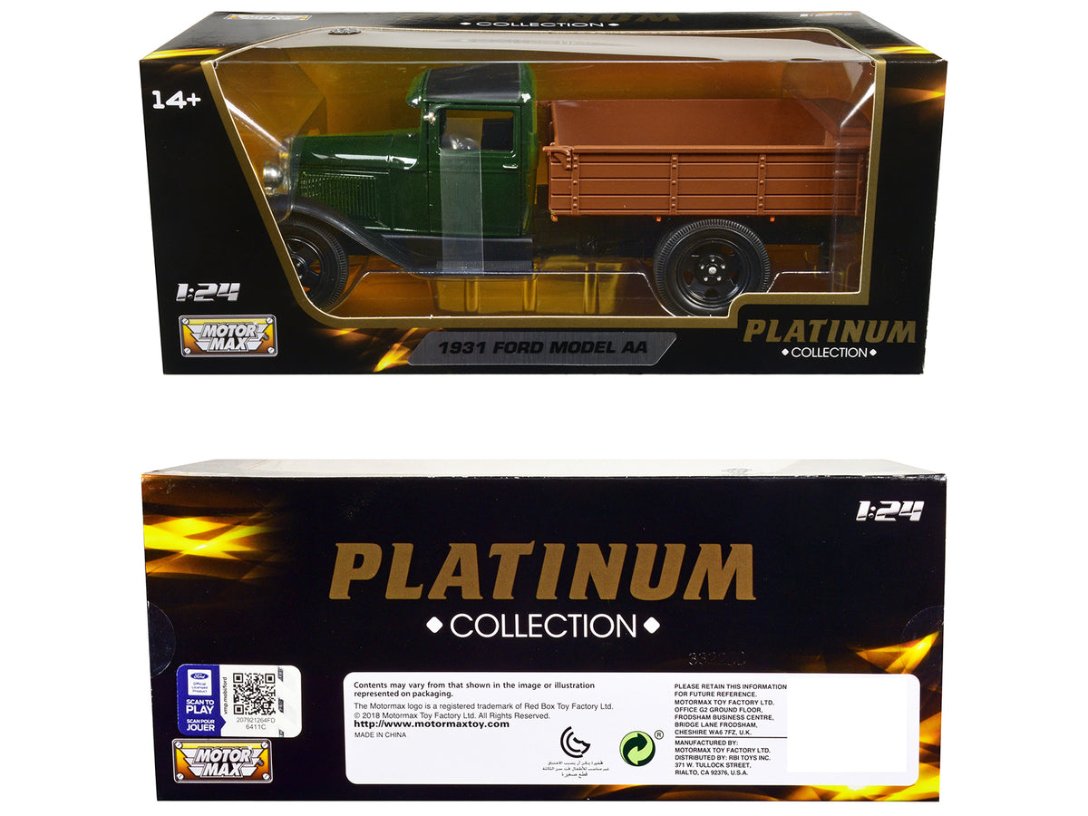 1931 Ford Model AA Pickup Truck Dark Green and Black "Platinum Collection" Series 1/24 Diecast Model Car