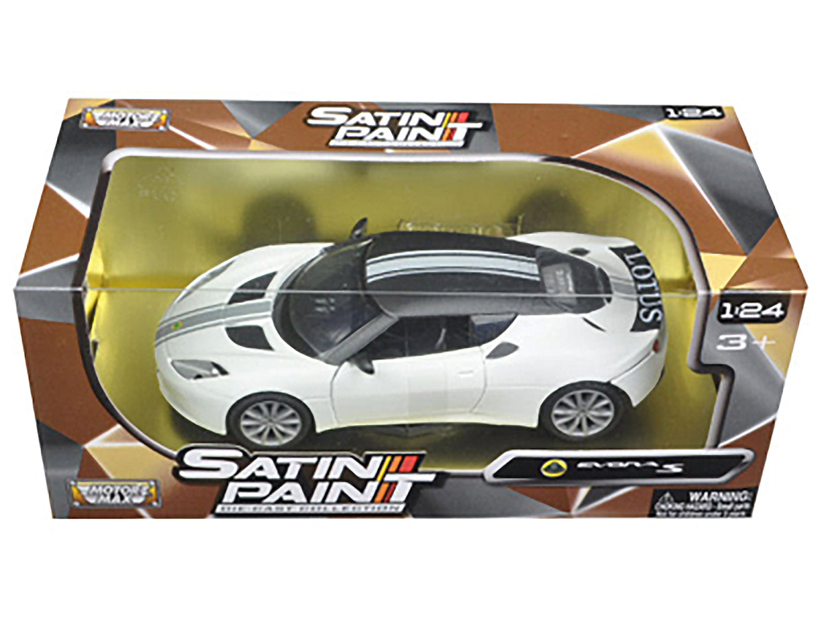 Lotus Evora S Matt White with Black Top and Gray Stripes "Satin Paint" Series 1/24 Diecast Model Car