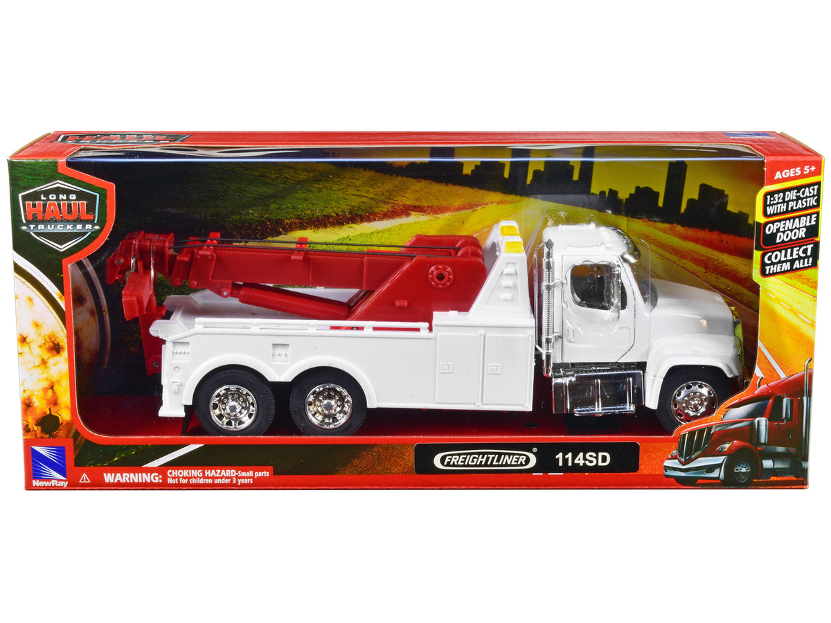 Freightliner 114SD Tow Truck White and Red "Long Haul Trucker" Series 1/32 Diecast Model
