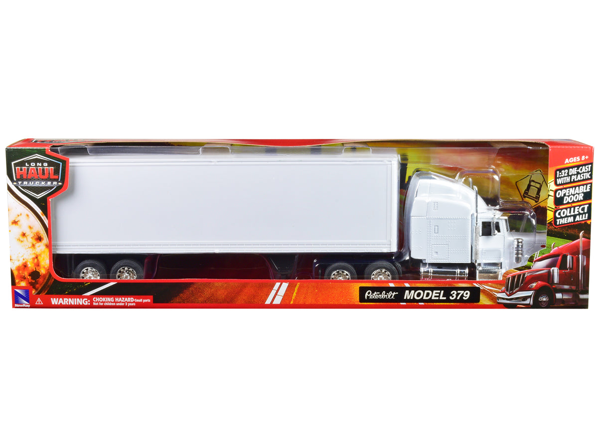 Peterbilt 379 Truck with Dry Goods Trailer White "Long Haul Trucker" Series 1/32 Diecast Model