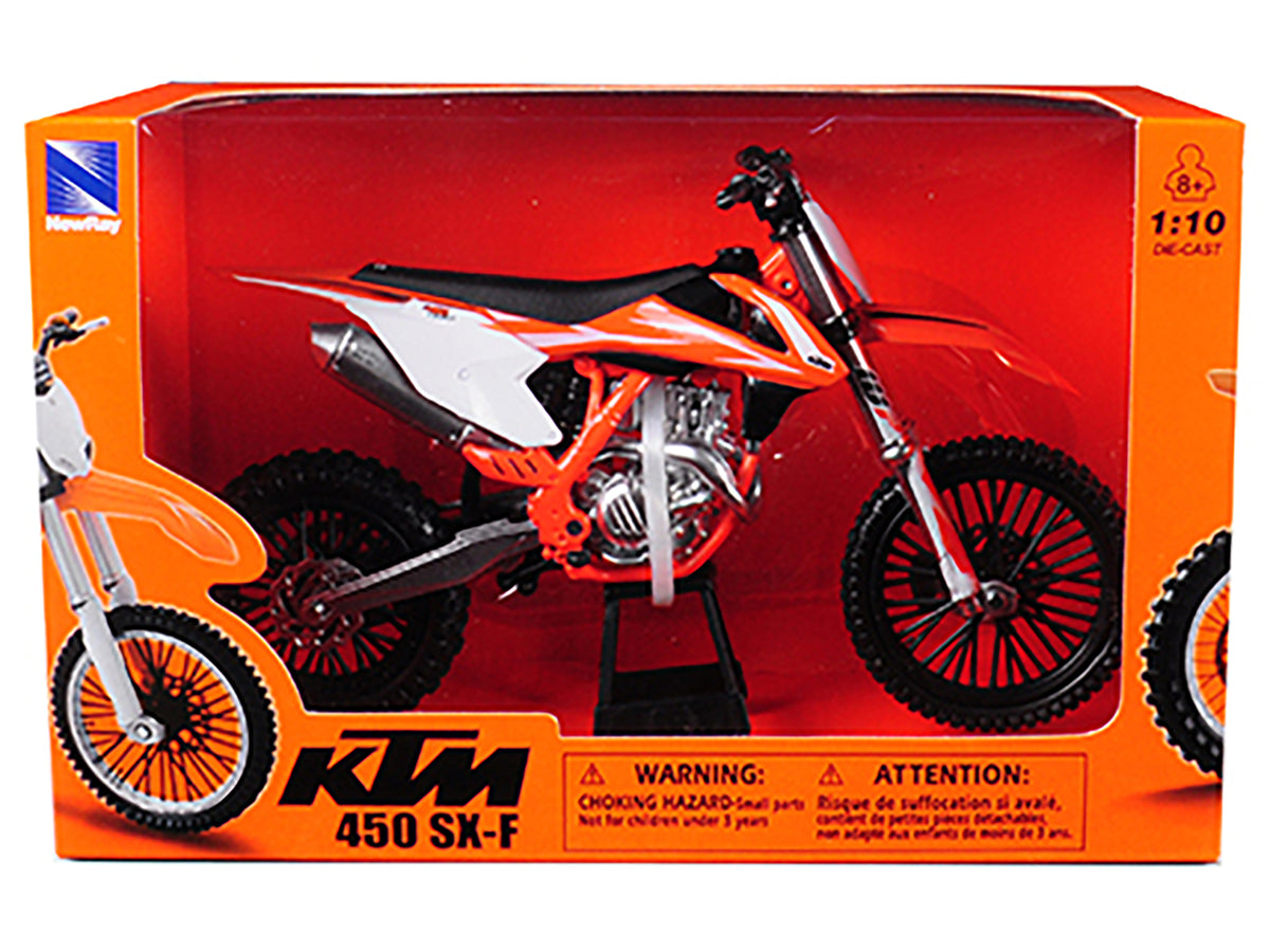KTM 450 SX-F Dirt Bike Orange and White 1/10 Diecast Motorcycle Model