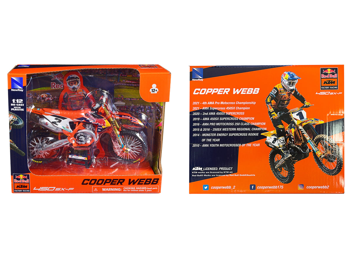 KTM 450 SX-F Motorcycle #2 Cooper Webb "Red Bull KTM Factory Racing" 1/12 Diecast Model
