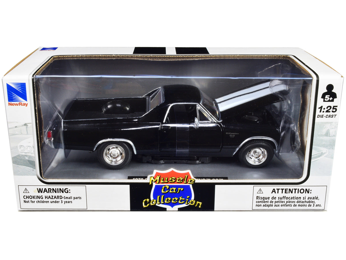 1970 Chevrolet El Camino SS Black with White Stripes "Muscle Car Collection" 1/25 Diecast Model Car