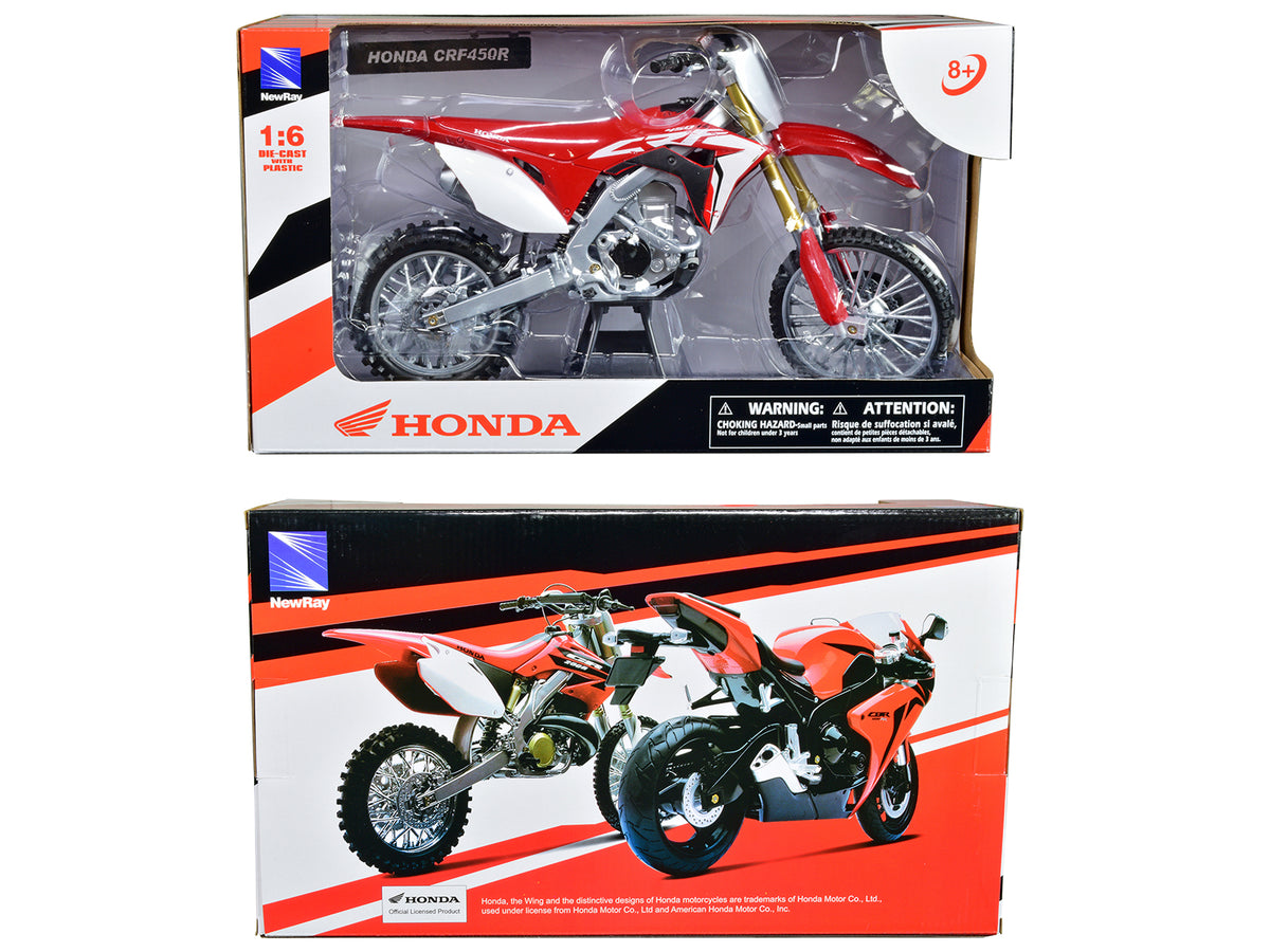 Honda CRF450R Dirt Bike Motorcycle Red and White 1/6 Diecast Model