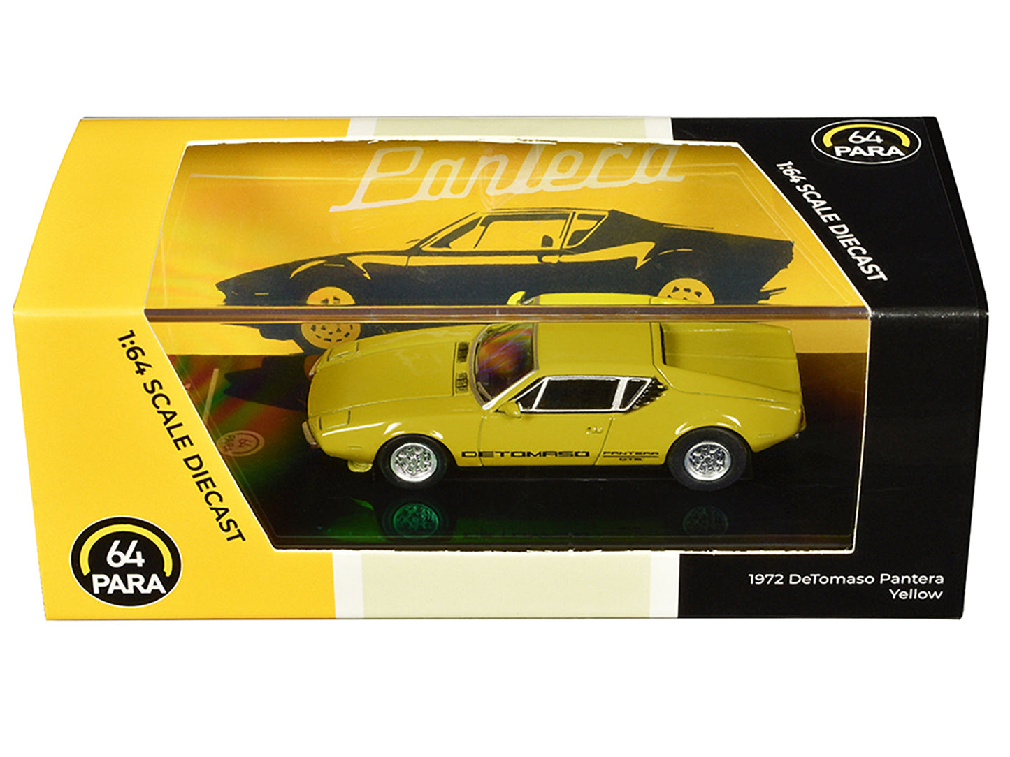 1972 De Tomaso Pantera Yellow 1/64 Diecast Model Car