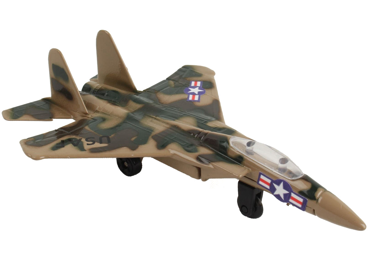 McDonnell Douglas F-15 Eagle Fighter Aircraft Desert Camouflage "United States Air Force" with Runway Section Diecast Model Airplane