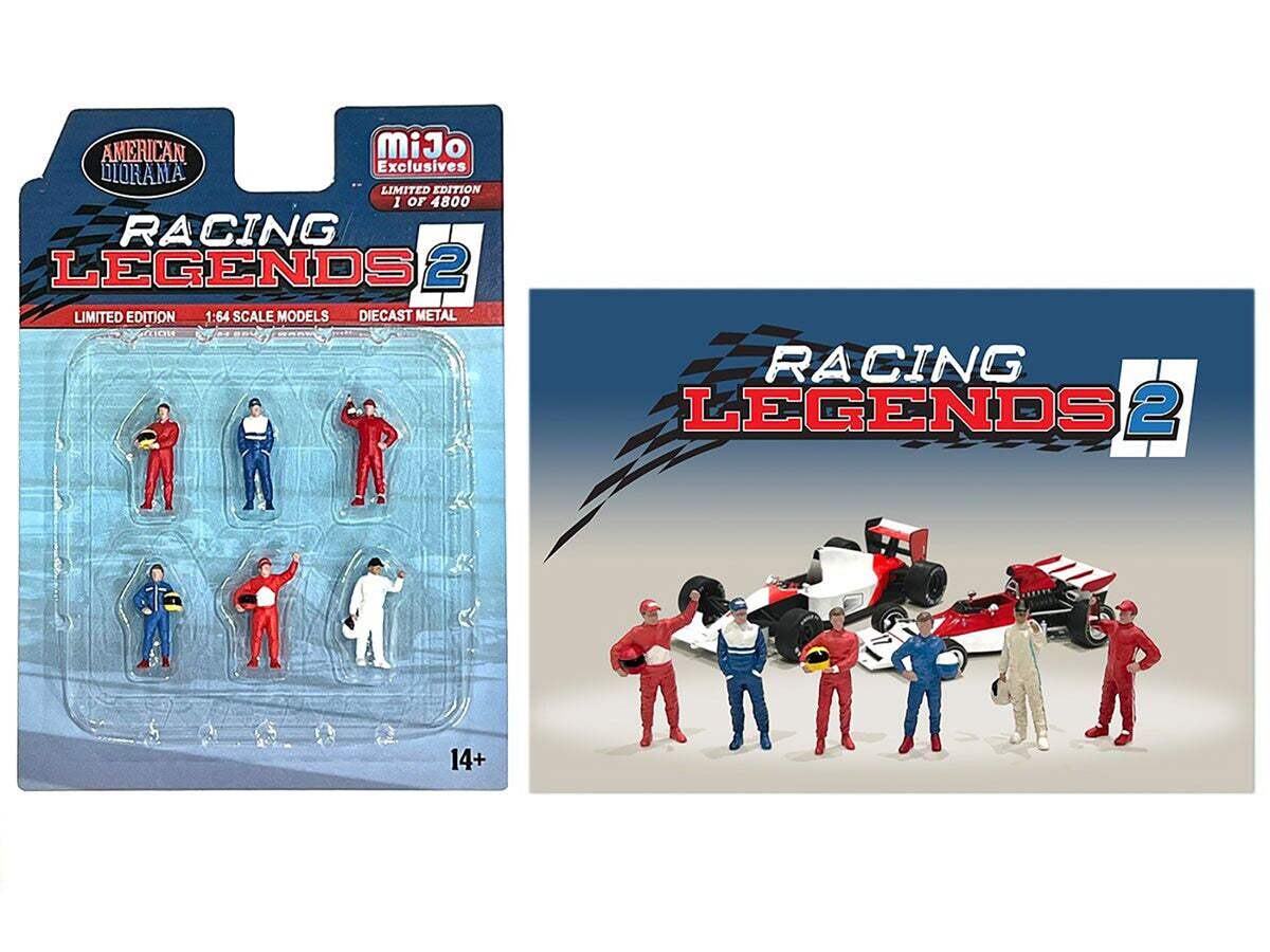 "Racing Legends 2" 6 piece Diecast Set (6 Driver Figures) Limited Edition to 4800 pieces Worldwide for 1/64 Scale Models