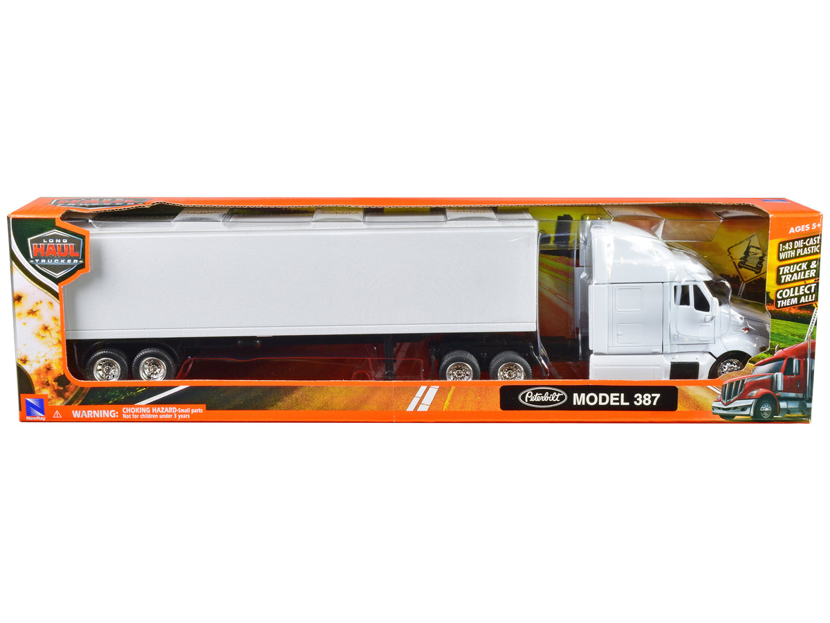 Peterbilt 387 Truck with Dry Goods Trailer White "Long Haul Trucker" Series 1/43 Diecast Model