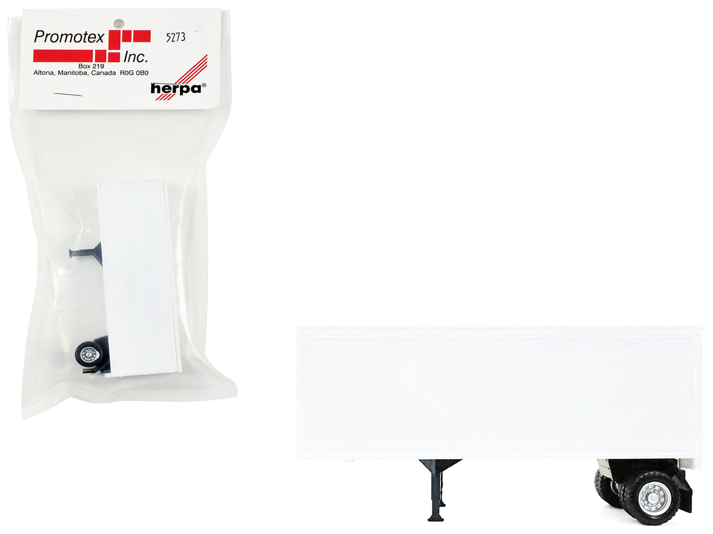 27ft Single-Axle Trailer (No Converter Dolly) White 1/87 (HO) Plastic Model