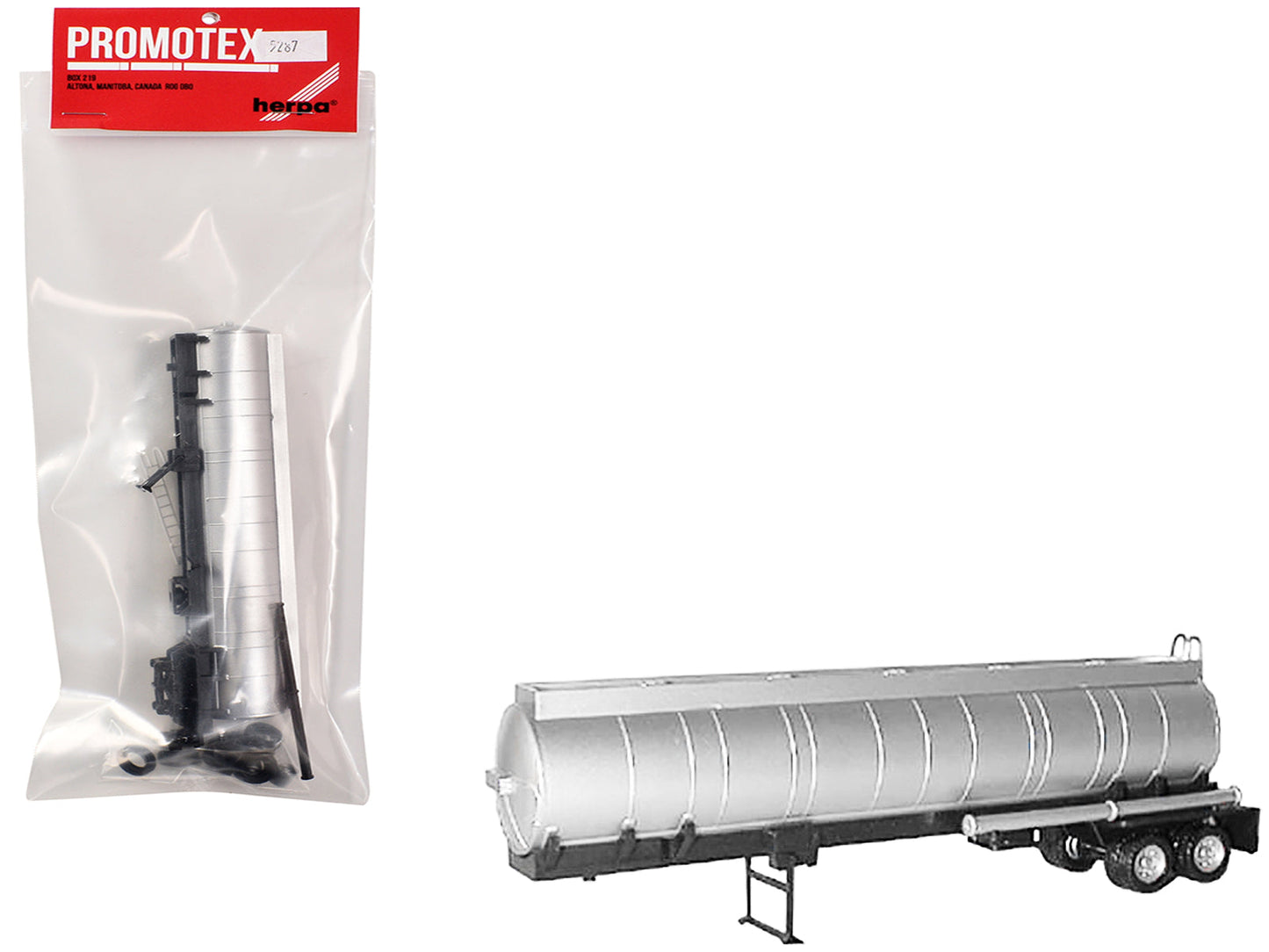 Chemical Tanker Trailer Silver 1/87 (HO) Plastic Model