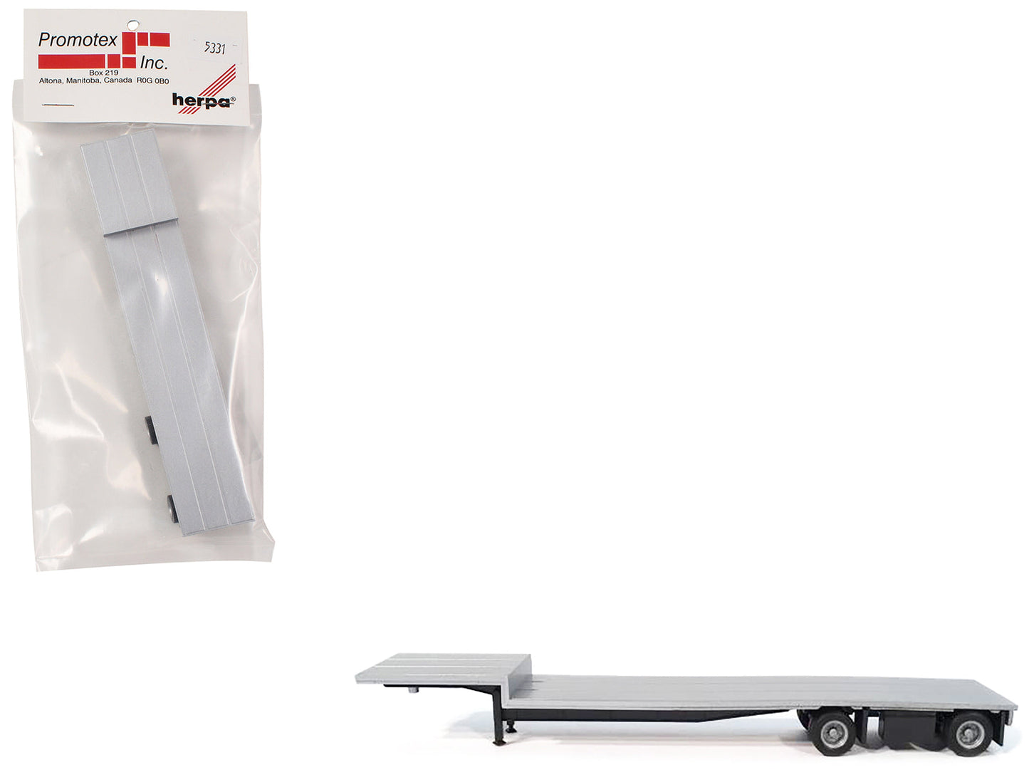 2-Axle Dropdeck Flatbed Trailer Silver Top 1/87 (HO) Plastic Model