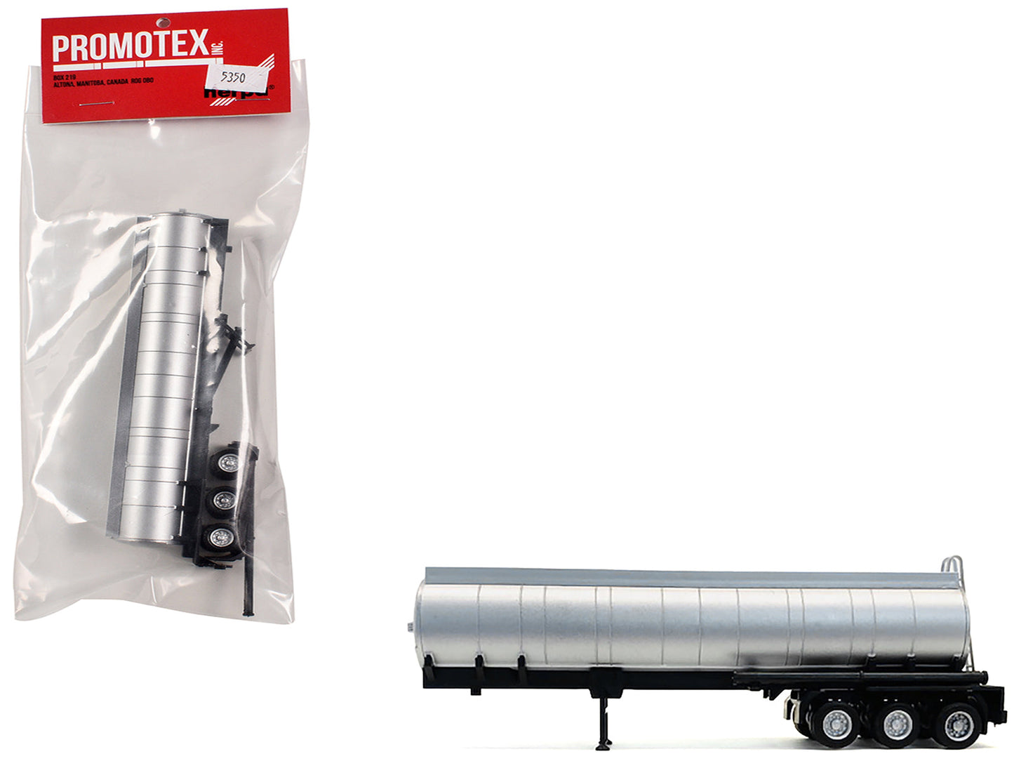 3-Axle Chemical Tanker Trailer Silver 1/87 (HO) Plastic Model