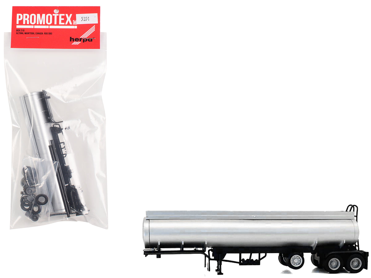 Tag-Axle Elliptical Tanker Trailer Silver 1/87 (HO) Plastic Model