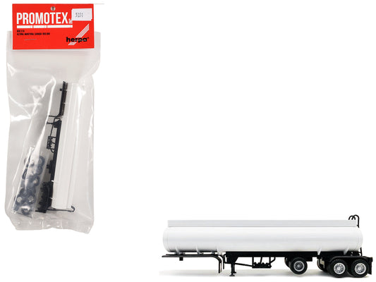 Tag-Axle Elliptical Tanker Trailer White 1/87 (HO) Plastic Model
