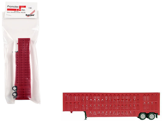 Livestock Trailer Red 1/87 (HO) Plastic Model