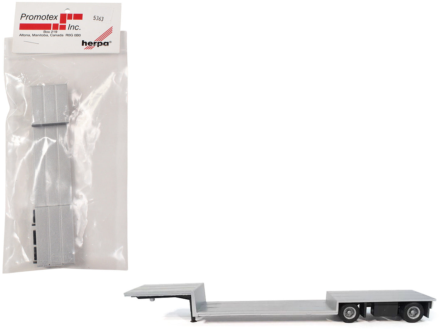 Spread Axle Double-Drop Flatbed Trailer Silver Top 1/87 (HO) Plastic Model