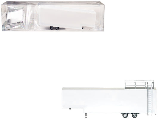Race Horse Transport Trailer White 1/87 (HO) Plastic Model